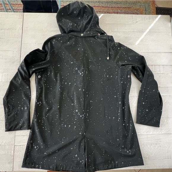 Women’s MYCRA PAC Raindrops Charcoal/black Rain coat with hood in size XL - Picture 2 of 11